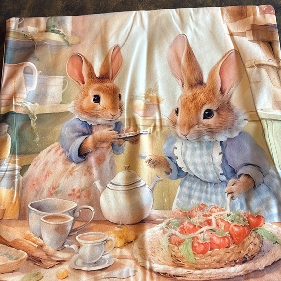 NEW Beatrix Potter Peter Rabbit inspired tea party throw pillow cover nursery - Picture 11 of 13